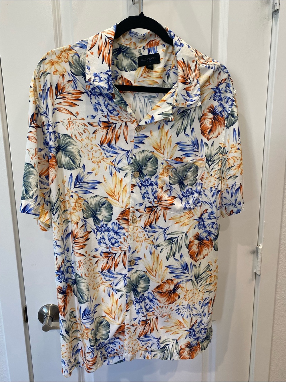 MAGASCHONI MAN White Floral Short-Sleeve Hawaiian Shirt